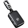 HIBEYO Alloy Leather Texture Car Key Fob Cover with Keychain - Fits Volvo XC90, XC60, XC40, S60, S90, V60, Polestar 1 T5 - 3 Button Blue - Black