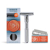 MERKUR FUTUR 701 Adjustable Double Edge Safety Razor - Bright Chrome | Adjustable Razor With Dial | Made in Germany | Plastic-Free | Snap-On Cap Design | Straight Bar - Bright Chrome