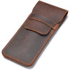 Daimay Leather Pen Case Holder Handmade Fountain Multi Pens Pouch Crazy Horse Leather Pen Protective Sleeve Cover Large – Brown - Brown