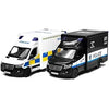 KiNSMART - Mercedes-Benz Sprinter UPS Edition Cargo Van, 1:48 O Scale Die Cast Metal Model Toy Van, Pull-Back Action - Police Trucks 2 Set