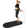 Non-Slip Jump Rope Mat Shock Absorption Rope Skipping Mat for Adults & Children Home Indoor Workout Exercise Mat - Black
