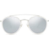 SOJOS Retro Vintage Round Polarized Sunglasses for Women Men Small Double Bridge Circle Sunnies SJ1104 - Silver/Silver