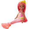 Barbie Dreamtopia Chelsea Mermaid Doll with Pink Hair & Tail, Royal Headband Accessory, Small Doll Bends at Waist - Coral