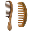 Louise Maelys Hair Comb Wooden Wide Tooth Combs for Curly Hair Detangling Sandalwood - Handle comb + Moon comb