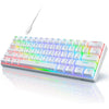 RK ROYAL KLUDGE RK61 Wired 60% Mechanical Gaming Keyboard Programmable QMK/VIA RGB Backlit 61 Keys Ultra-Compact Hot Swappable Red Switch White - White