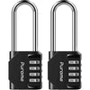 Puroma 2 Pack 2.6 Inch Long Shackle Combination Lock 4 Digit Outdoor Waterproof Padlock for Hasp Locker Lock, Sports Locker, Fence, Gate, Toolbox, Case, Hasp Storage, Cabinets (Black) - Black