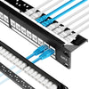 Rapink Patch Panel 24 Port Cat6 with Inline Keystone 10G Support, Pass-Thru Coupler Patch Panel UTP 19-Inch with Removable Back Bar, 1U Network Panel for Cat6, Cat5e, Cat5 Cabling - White