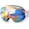 EXP VISION Snowboard Ski Goggles Men Women Youth, Anti Fog OTG Winter Snow Goggles Spherical Detachable Lens - Pink