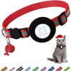 Airtag Cat Collar, Air tag Cat Collar with Bell and Safety Buckle in 3/8" Width, Reflective Collar with Waterproof Airtag Holder Compatible with Apple Airtag for Cat Dog Kitten Puppy (Black) - Red