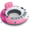 INTEX 58825EP River Run 1 Inflatable Floating Lounge: Comfortable Backrest – Built-in Cup Holders – Durable Grab Handles – All Around Grab Rope – 220lb Weight Capacity– Blue - Pink