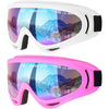 COOLOO Ski Goggles, 2 Pack Snow Goggles Snowboard Goggles for Men Women Kids - UV Protection Foam Anti-Scratch Dustproof - 03.white/Pink