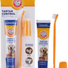 Arm & Hammer for Pets Tartar Control Kit for Dogs | Contains Toothpaste, Toothbrush & Fingerbrush | Reduces Plaque & Tartar Buildup | Safe for Puppies, 3-Piece , Beef Flavor - Beef