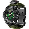 23-in-1 Survival Military Digital Watch, Mens Tactical Multi-Functional and Adjustable Wristband Outdoors Waterproof Sports Dual Dial Watches with Compass Paracord Band - Army Green Camouflage