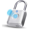 Pothunder Fingerprint Smart Padlock Lock, Biometric Metal Keyless Thumbprint Lock, Waterproof, USB Rechargeable, for Gym Locker, School Locker, Luggage, Backpack, Suitcase(Gray) - Silver