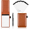 Xhwykzz 7 Pieces Small Notepads Holder Set, Pocket Notebook with pen, Included 5 Pieces Refills 3 x 5 Inch, 30 Lined Paper Per Note Pad (Black) - Brown
