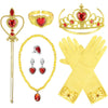 Princess Dress Up Party Accessories for Princess Costume Gloves Tiara Wand Necklace Earrings Bracelet and Ring Gift Set 9pcs (Blue, Set of 7, 9pcs) - Yellow