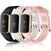 Maledan Compatible with Fitbit Charge 5/ Fitbit Charge 6 Bands Women Men, Breathable Sport Band Soft Waterproof Replacement Wristbands Strap for Fitbit Charge 5/ Charge 6 Advanced Fitness Tracker - Lunar White/ Black/ Pink Sand