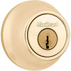 Kwikset 660 Deadbolt Deadbolt Lock, Polished Brass Round Exterior Keyed Front Entry Door, Pick Resistant SmartKey Rekey Security, Single Cylinder Dead Bolt - Polished Brass