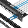 Rapink Patch Panel 24 Port Cat6 with Inline Keystone 10G Support, Pass-Thru Coupler Patch Panel UTP 19-Inch with Removable Back Bar, 1U Network Panel for Cat6, Cat5e, Cat5 Cabling - Black