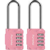 Puroma 2 Pack 2.6 Inch Long Shackle Combination Lock 4 Digit Outdoor Waterproof Padlock for Hasp Locker Lock, Sports Locker, Fence, Gate, Toolbox, Case, Hasp Storage, Cabinets (Black) - Rose Pink