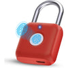 Pothunder Fingerprint Smart Padlock Lock, Biometric Metal Keyless Thumbprint Lock, Waterproof, USB Rechargeable, for Gym Locker, School Locker, Luggage, Backpack, Suitcase(Gray) - Red