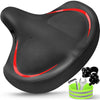 Bicycle Seat, Bike Seat for Women Men Extra Comfort Wide, Oversized Comfortable Seats Saddle for Peloton Bikes, Fit for Exercise Bikes, Electric Bikes, Mountain Bikes, Cruiser Bikes - Red