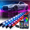 Xprite Car Underglow Neon Accent Strip Lights, 4 Pcs RGB 252 LEDs Underglow Kit with Sound Active Function Music Mode & Wireless Remote, Exterior Car Lights Underbody Lighting for Truck SUV Van - 4Pcs Underglow Light with APP