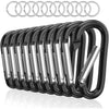 sprookber 3" Aluminum Carabiner D Ring, Caribeener Clips, Spring Snap Hook for Keychain Clip, Set of 10 - Black