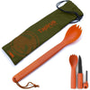 Tapirus Spork Tactical Green | BPA Free Spoon Fork, Stainless Steel Knife and Fire Starter | 3 in 1 multipurpose utensil | Outdoor hiking, camping & backpacking gear | Fit for MRE - Orange