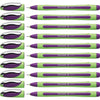 Schneider Xpress Premium Fineliner, 0.8 mm Porous Point, Light Green Barrel, Blue Ink, Box of 10 Pens (190003) - Violet