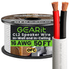 GearIT 16/2 Speaker Wire (50 Feet) 16AWG Gauge - in Wall Audio Speaker Wire Cable / CL2 Rated / 2 Conductors - OFC Oxygen-Free Copper, White 50ft - White
