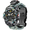 23-in-1 Survival Military Digital Watch, Mens Tactical Multi-Functional and Adjustable Wristband Outdoors Waterproof Sports Dual Dial Watches with Compass Paracord Band - Gray Yellow Camouflage