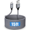 etguuds Long USB C Cable 15ft, USB 2.0 to USB Type C Cable Fast Charging Nylon Braided Charger Cord Compatible with Samsung Galaxy Note, LG, Moto, Google, Sony, Switch, Camera and Other USB-C Device - Gray