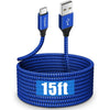 etguuds Long USB C Cable 15ft, USB 2.0 to USB Type C Cable Fast Charging Nylon Braided Charger Cord Compatible with Samsung Galaxy Note, LG, Moto, Google, Sony, Switch, Camera and Other USB-C Device - Blue