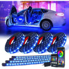 Xprite Car Underglow Neon Accent Strip Lights, 4 Pcs RGB 252 LEDs Underglow Kit with Sound Active Function Music Mode & Wireless Remote, Exterior Car Lights Underbody Lighting for Truck SUV Van - 4PCS Interior + 4PCS Underglow Light