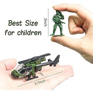 Professional Lterfear 18 Pack Die-cast Military Vehicles Sets,6 Pack Assorted Alloy Metal Models Car Toys and 12 Pack Soldier Army Men, Mini Army Toy Tank,Panzer,Anti-Air Vehicle,Helicopter Playset for Kids Boys | Buy India