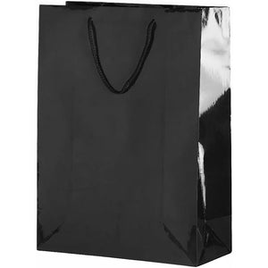Buy now Vibrant Solid Glossy Medium Bag - 9.5"H x 7.75"W x 4.5" (1 Pc.) - Sturdy, Eye-Catching & Eco-Friendly - Ideal for Events, Celebrations & Gifting, Black at indiglob india