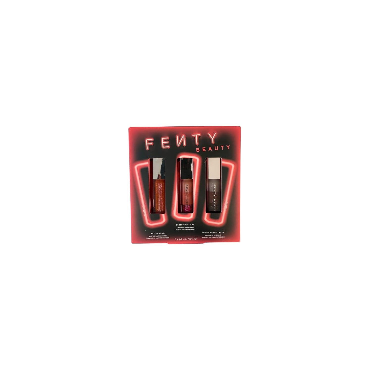 FENTY BEAUTY FENTY BEAUTY Glossy Posse VIII 3-Piece Lip Luminizer Set | Shades Fenty Glow Fantasy, Sugar Plumz, Spiked Hot Chocolit | 3 x 0.3 Fl Oz India | Premium
