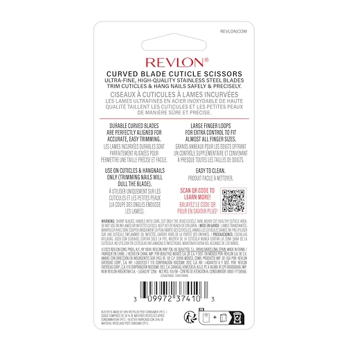 Buy now Revlon Cuticle Scissors, Ultra-Fine Stainless Steel Curved Blade for Neat Cuticles and Hangnail Trimming, Tool for Safe Cuticle Nail Care, 1 count at indiglob india