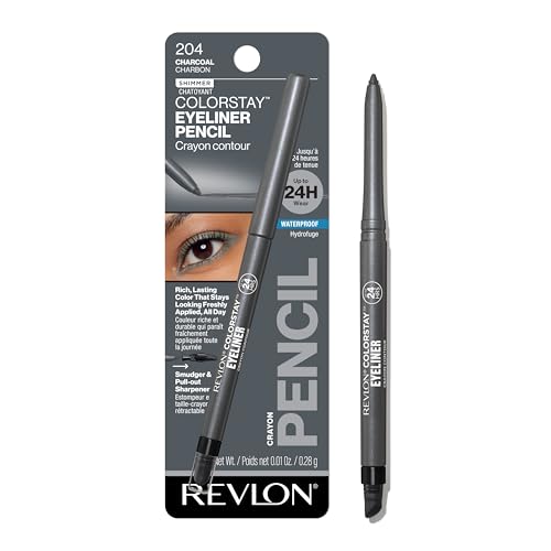 Buy now REVLON ColorStay Pencil Waterproof Eyeliner, Smudge-Proof, Eye Makeup with Built-In Sharpener, 204 Charcoal, 0.01 oz at indiglob india