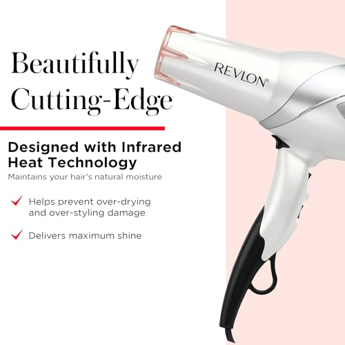 Buy now REVLON Infrared Hair Dryer with Diffuser & Concentrator - Ionic Ceramic Blow Dryer for Frizz Control, Shine, Soft Hair & Moisture Protection - 1875W Professional Salon-Quality (White) at indiglob india