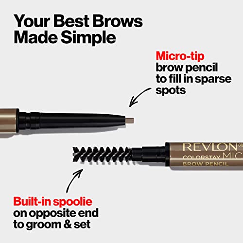 Buy now Revlon ColorStay Micro Eyebrow Pencil with Built In Spoolie Brush, Infused with Argan and Marula Oil, Waterproof, Smudgeproof, 454 Medium Brown, 0.003 oz at indiglob india