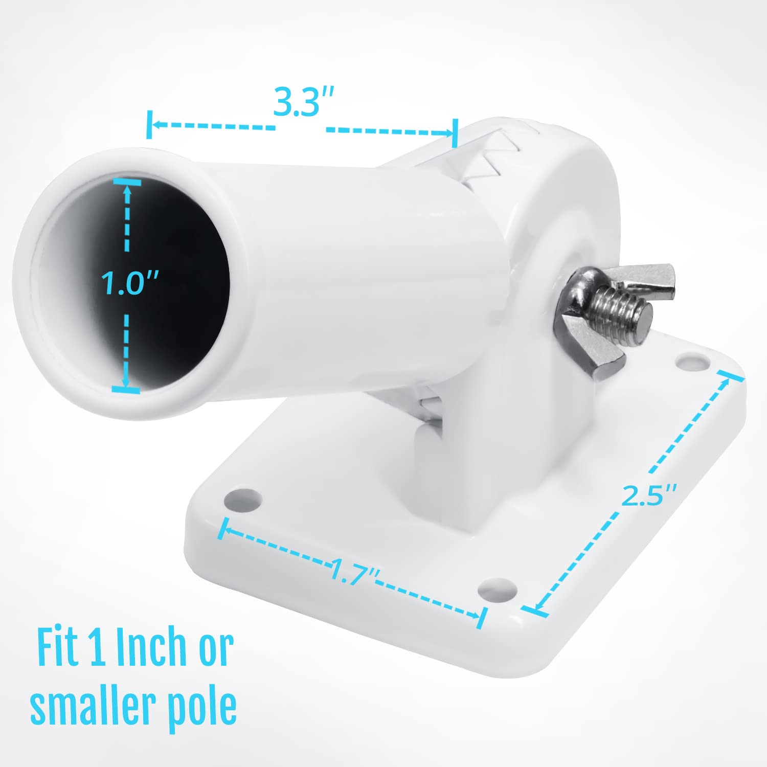 Buy now Anley Multi-Position Flag Pole Mounting Bracket with Hardwares - Made of Aluminum - Strong and Rust Free - 1" Diameter (White) at indiglob india