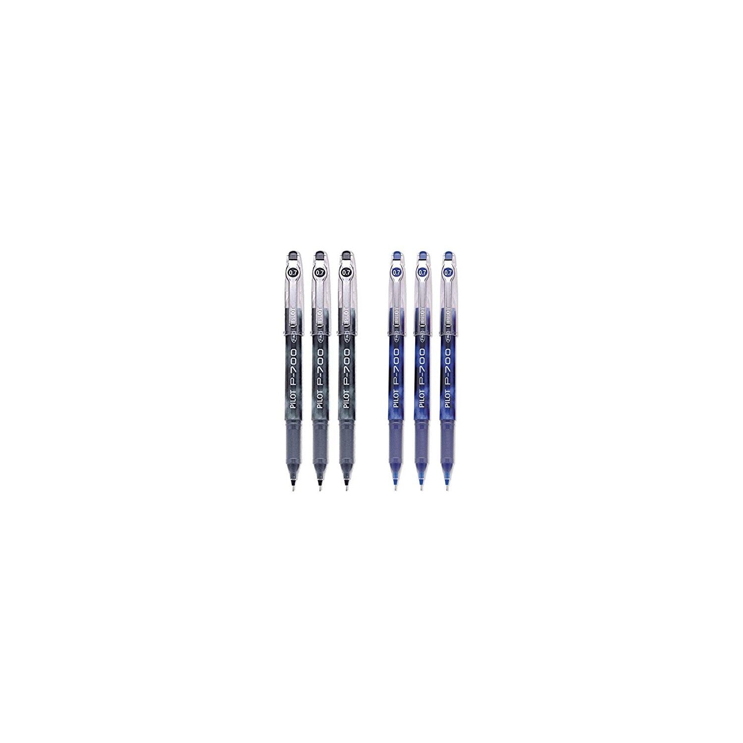 Buy now PILOT P-700 Rollerball Stick Gel Pen, 3 Black Pens & 3 Blue Pens (6 PACK) at indiglob india