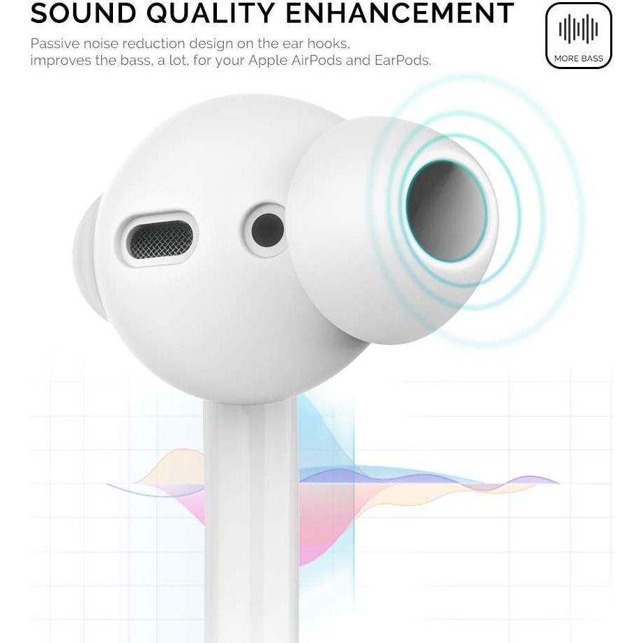 Buy now AhaStyle 4 Pairs AirPods Ear Tips Silicone Earbuds Cover [Not Fit in The Charging Case] Compatible with Apple AirPods (2 Pair Large & 2 Pairs Small, White) at indiglob india