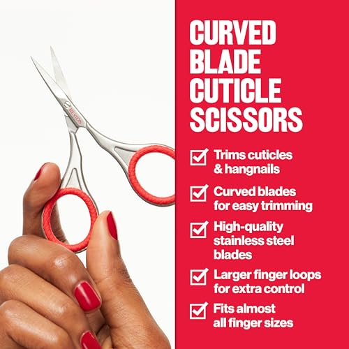 Buy now Revlon Cuticle Scissors, Ultra-Fine Stainless Steel Curved Blade for Neat Cuticles and Hangnail Trimming, Tool for Safe Cuticle Nail Care, 1 count at indiglob india