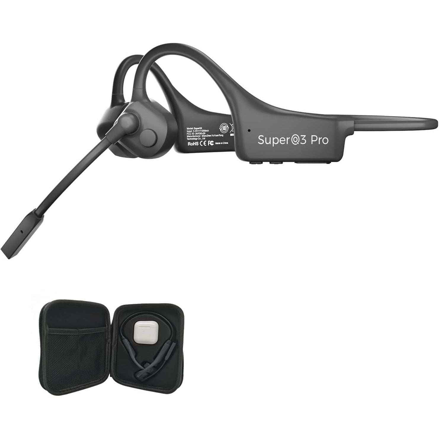 Buy now Bone Conduction Headphones Bluetooth, Wireless Open-Ear Headset with Microphones,Titanium Lightweight Sweat Resistant, Answer Phone Call Sports Earphones for Running Hiking Bicycling Black Set at indiglob india