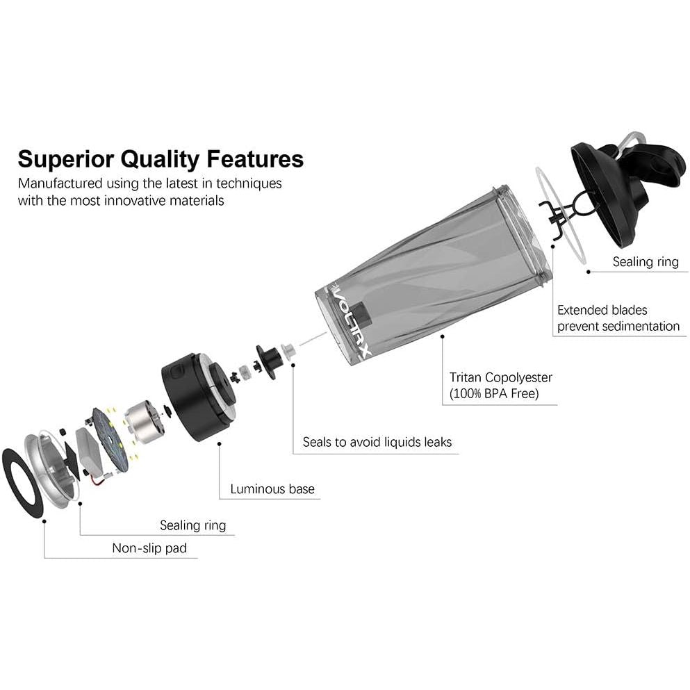 Buy now VOLTRX Premium Electric Protein Shaker Bottle, Made with Tritan - BPA Free - 24 oz Vortex Portable Mixer Cup/USB Rechargeable Shaker Cups for Protein Shakes at indiglob india