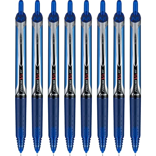 Buy now Pilot Precise V5 RT Refillable & Retractable Rollerball Pens, Extra Fine Point Pens 0.5 mm, Blue, Pack of 8 - Ideal for School, Journaling & Office Writing at indiglob india