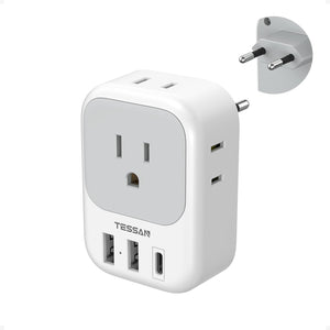 Buy now European Travel Plug Adapter USB C, TESSAN International Plug Adapter with 4 AC Outlets 3 USB Charging Ports, Type C Europe Power Adaptor for US to EU France Germany Iceland Spain Italy at indiglob india